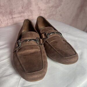 Christian Siriano Womens Brown Grey Distressed Suede Flat Slip On Loafers Size 5